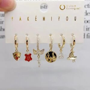 18K Gold Plated Harry Potter Hoop Earrings